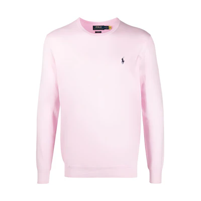 Ralph Lauren SS23 Pink Crewneck Sweatshirt with Logo Embroidery for Men 710890558-006