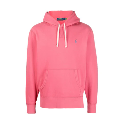 Ralph Lauren SS23 Pink Solid Logo Embroidered Drawstring Hoodie for Men 710766778-080