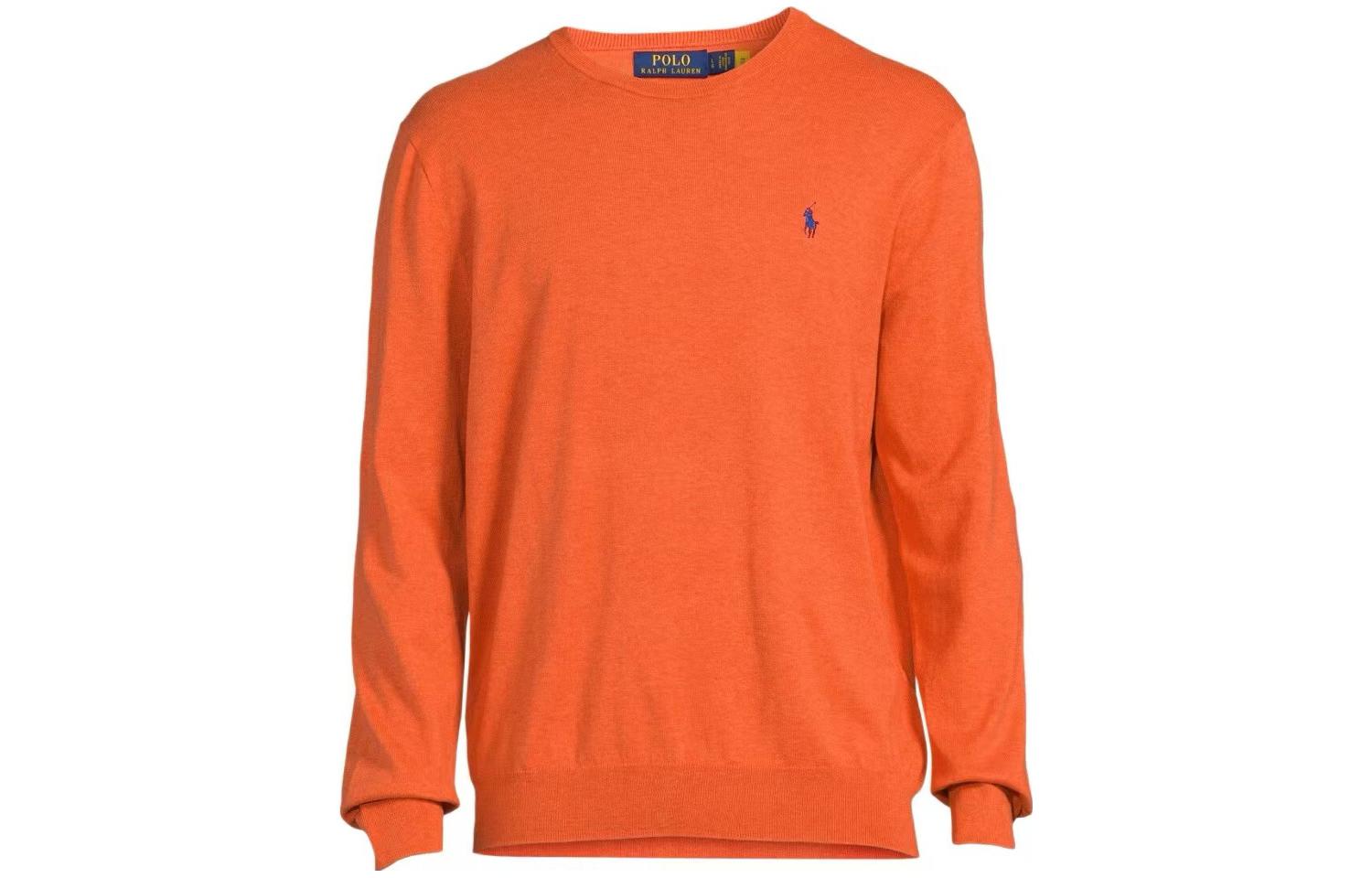 Ralph Lauren SS23 Plain Crewneck Long-Sleeve Sweatshirt Orange 710890558-002