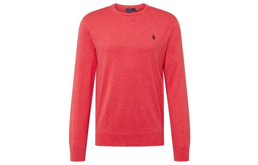 Ralph Lauren SS23 Red Embroidered Logo Crewneck Sweatshirt Mens Casual 710890558-001