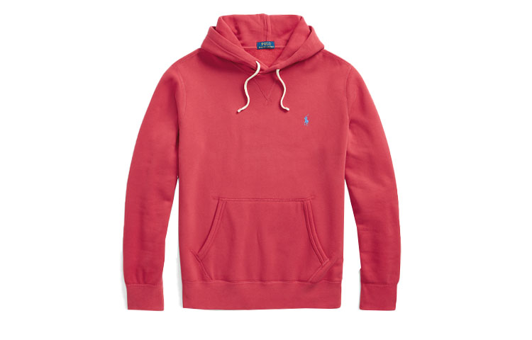 Ralph Lauren SS23 Red Embroidered Solid Drawstring Hoodie MNPOKNI16822713-620