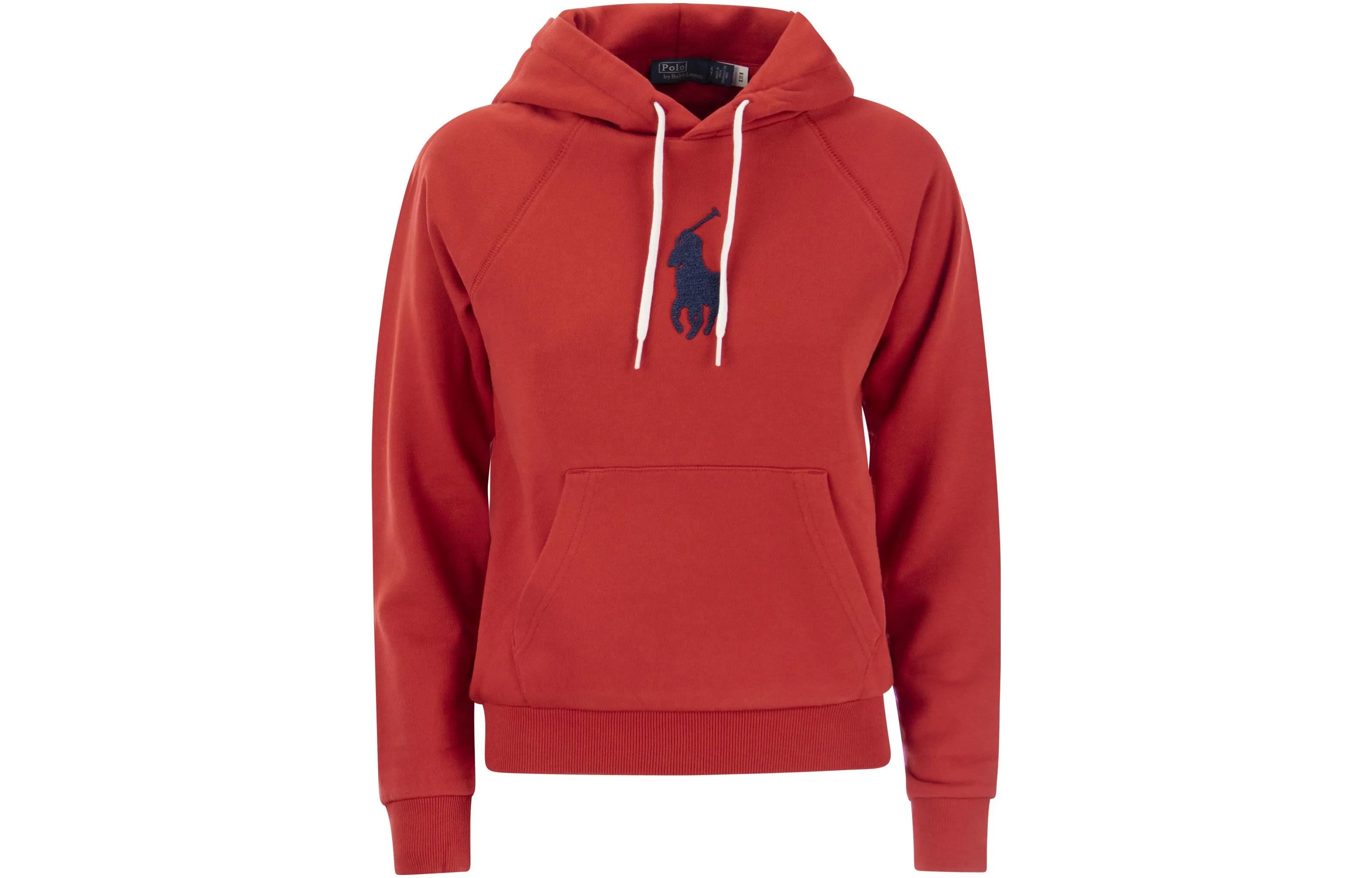 Ralph Lauren SS23 Red Logo Hoodie Long Sleeve Casual Wear 211910128-003