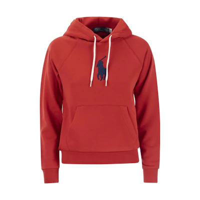 Ralph Lauren SS23 Red Logo Hoodie Long Sleeve Casual Wear 211910128-003
