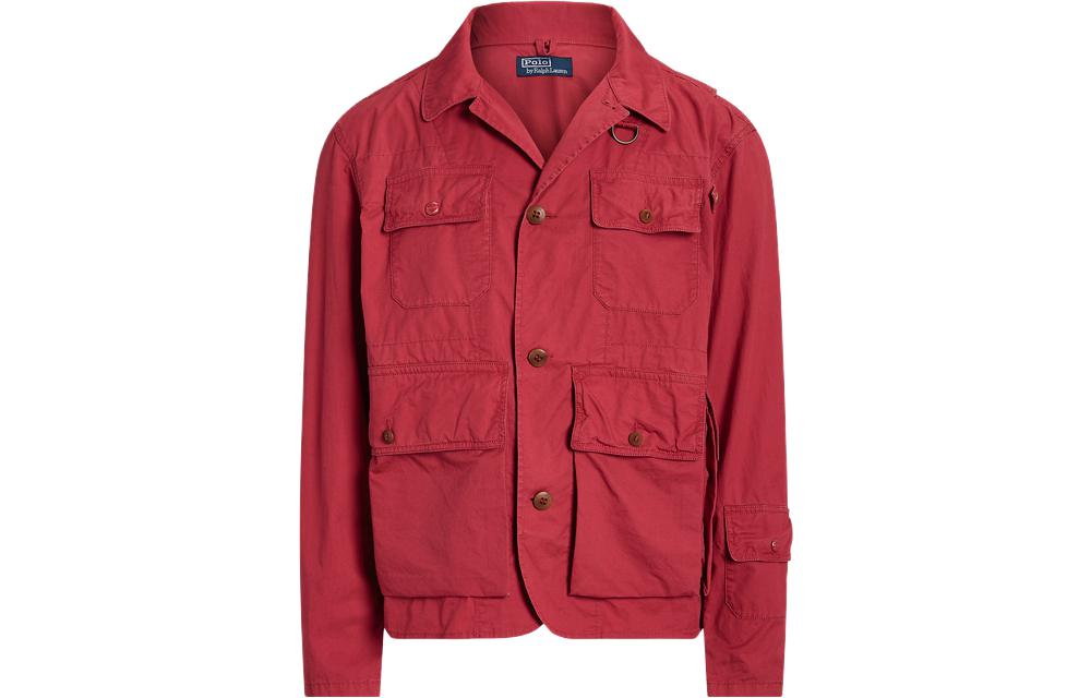 Ralph Lauren SS23 Red Solid Pocket Polo Collar Long Sleeve Jacket MNPOOTW16021121-600