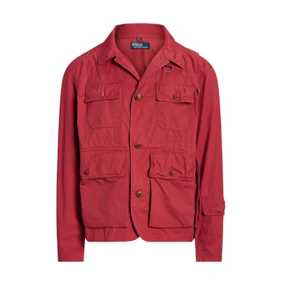 Ralph Lauren SS23 Red Solid Pocket Polo Collar Long Sleeve Jacket MNPOOTW16021121-600