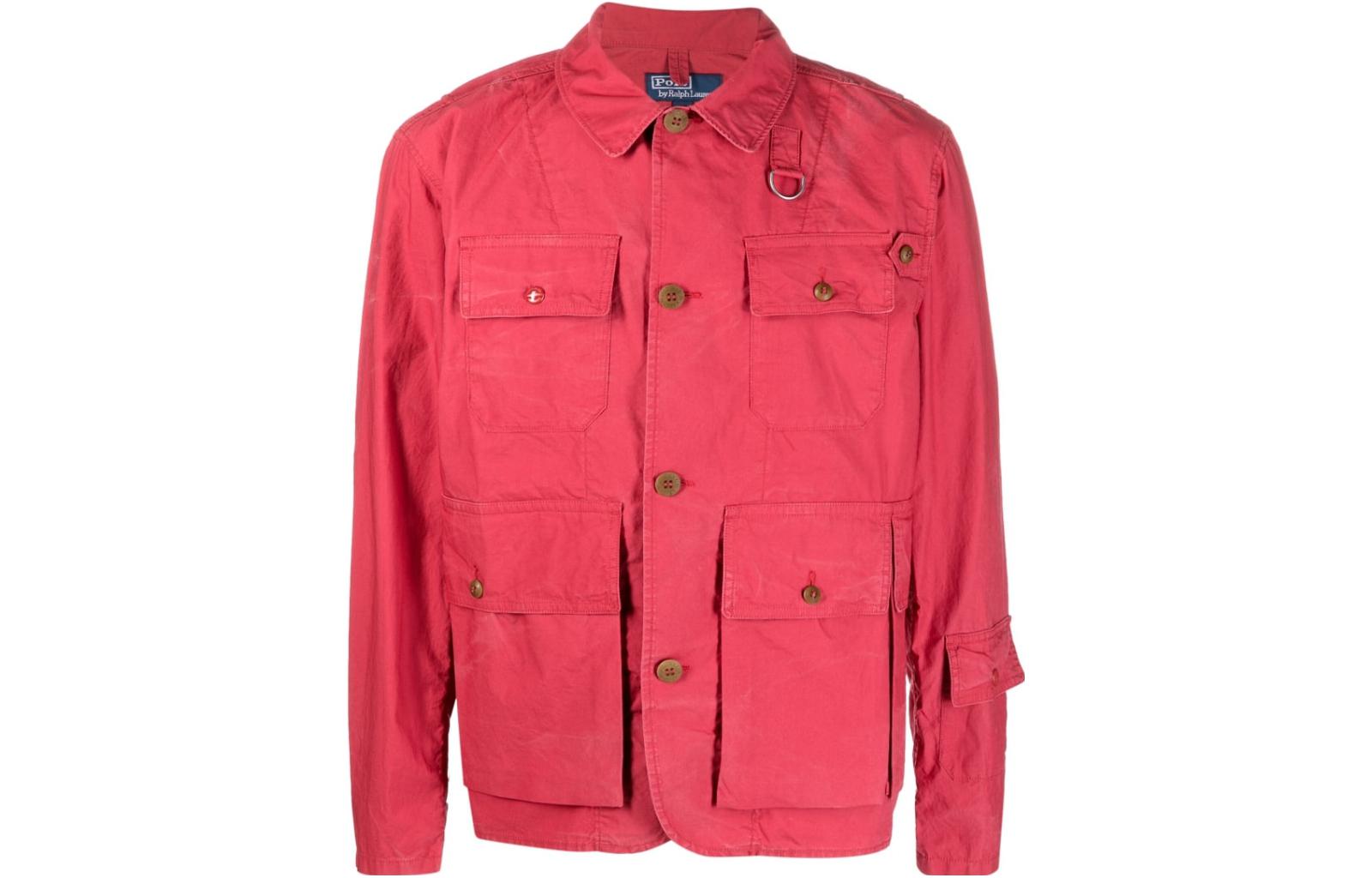 Ralph Lauren SS23 Red Solid Pocket Workwear Single-Breasted Jacket 710903485-001