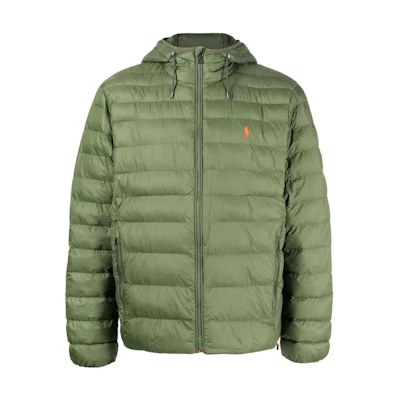 Ralph Lauren SS23 Sage Green Quilted Embroidered Logo Bomber Jacket Men 710847097-008