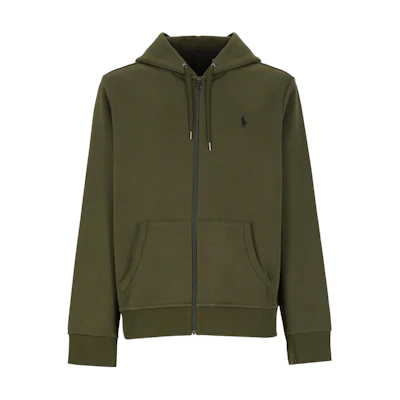 Ralph Lauren SS23 Solid Color Embroidered Hoodie Zip-Up Jacket Green 710881517-007