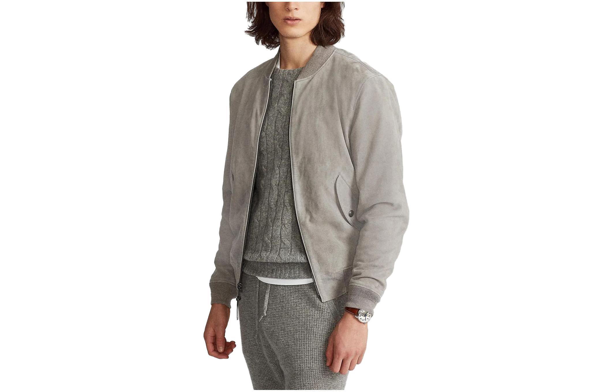 Ralph Lauren SS23 Solid Color Zip Pocket Long Sleeve Jacket Men Grey 710813391-005