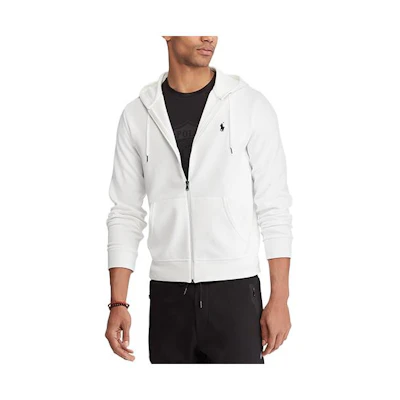 Ralph Lauren SS23 Solid Embroidered Zip Sweatshirt White 710662094-016