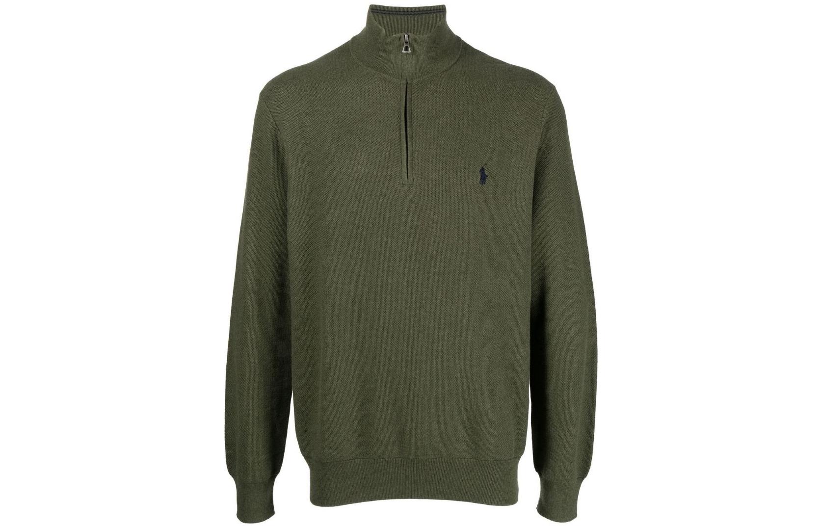 Ralph Lauren SS23 Solid Half-Zip Pullover Sweatshirt Men’s Dark Green 710888900-013