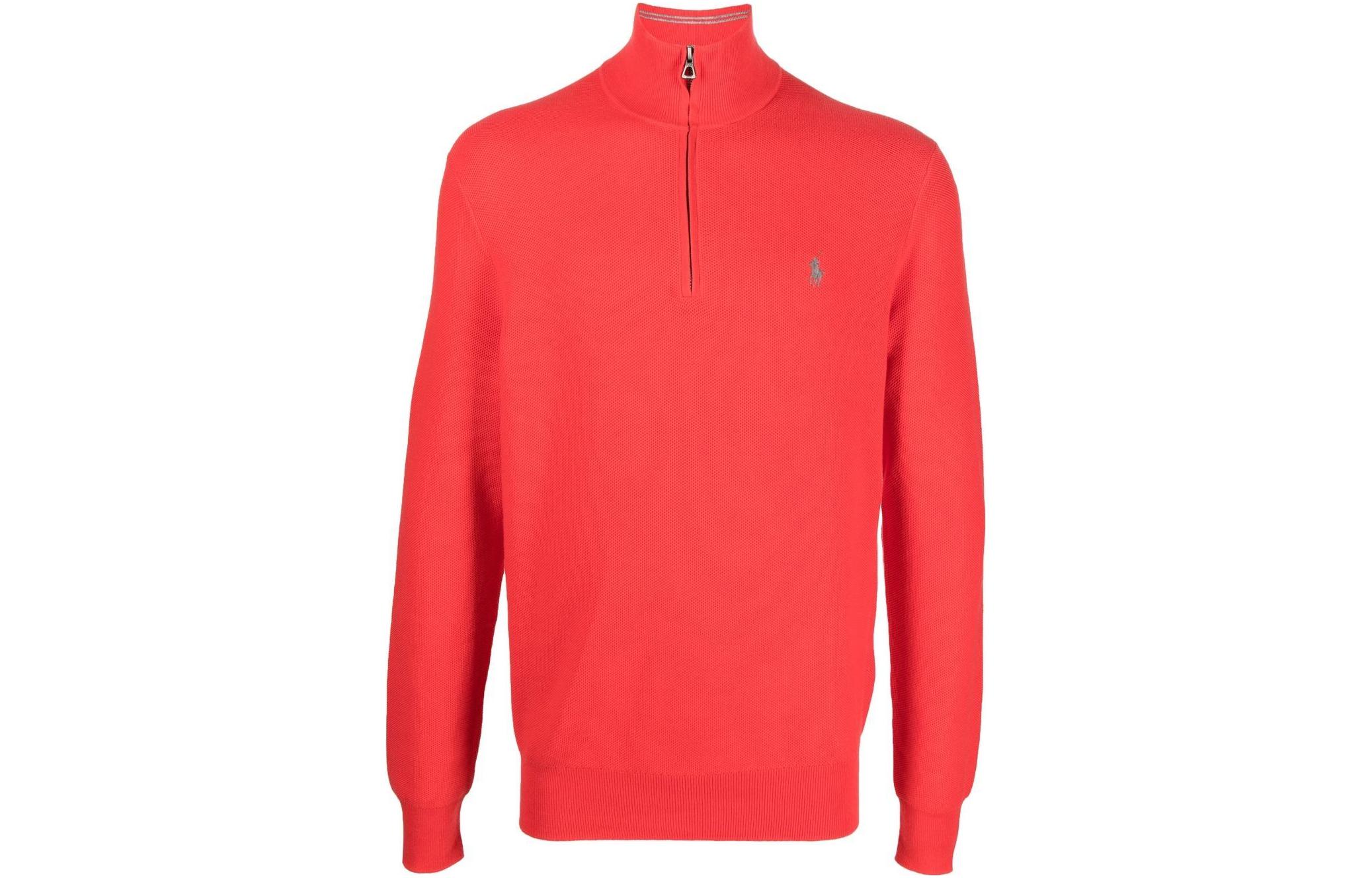Ralph Lauren SS23 Solid Half-Zip Pullover Sweatshirt Men’s Bright Red 710888900-015