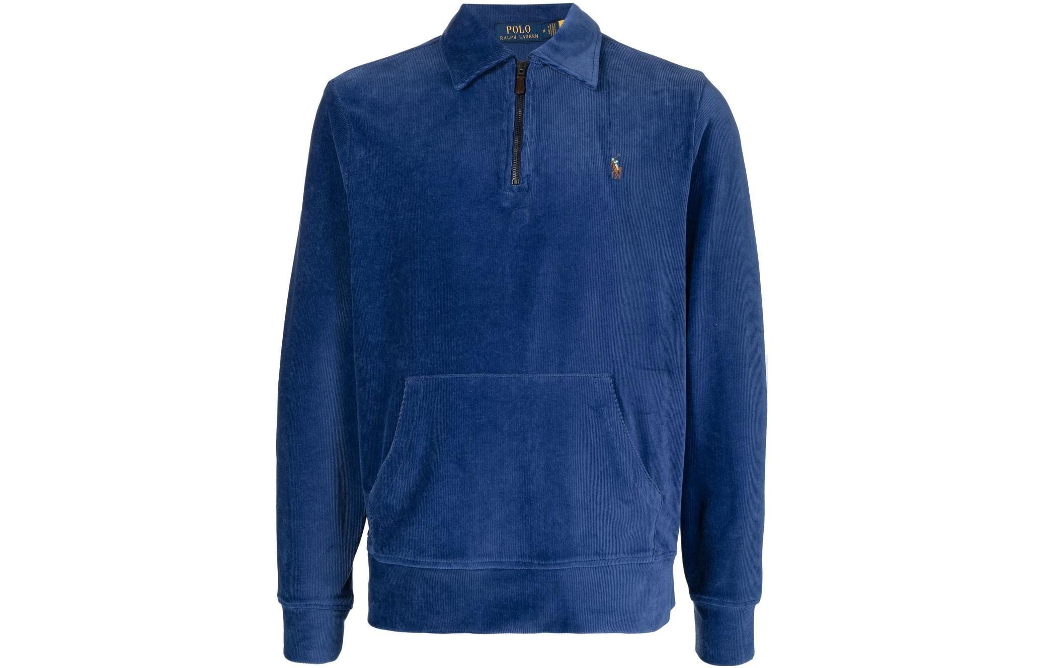 Ralph Lauren SS23 Solid Half-Zip Pullover Sweatshirt Blue 710877155-001