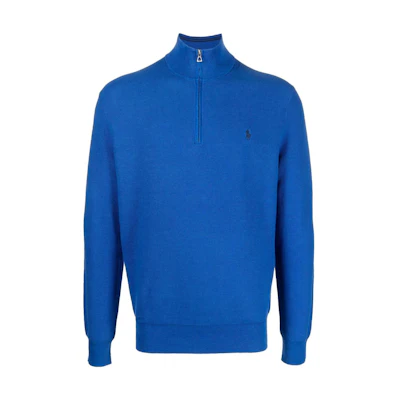 Ralph Lauren SS23 Solid High-Neck Quarter-Zip Pullover - Blue 710888900-016
