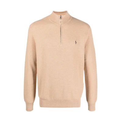 Ralph Lauren SS23 Solid High Neck Half-Zip Pullover Sweatshirt Khaki 710888900-014