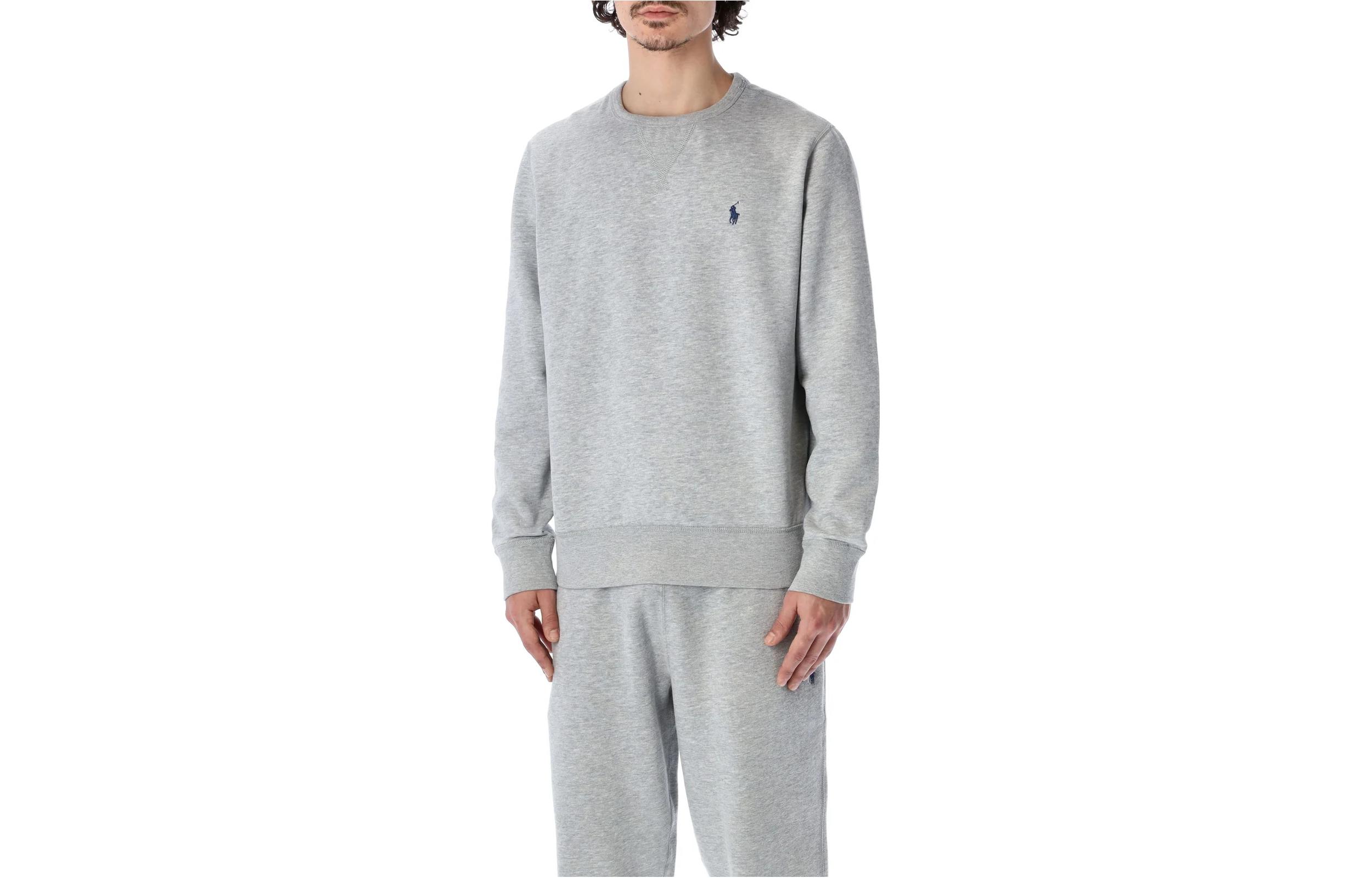 Ralph Lauren SS23 Solid Logo Crewneck Long Sleeve Sweatshirt Men Grey 710766772F-004