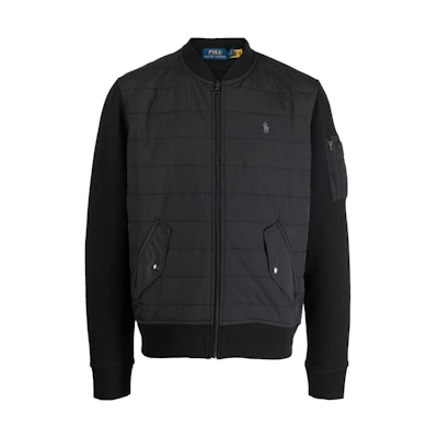 Ralph Lauren SS23 Solid Logo Embroidered Baseball Jacket Black 710900848-001