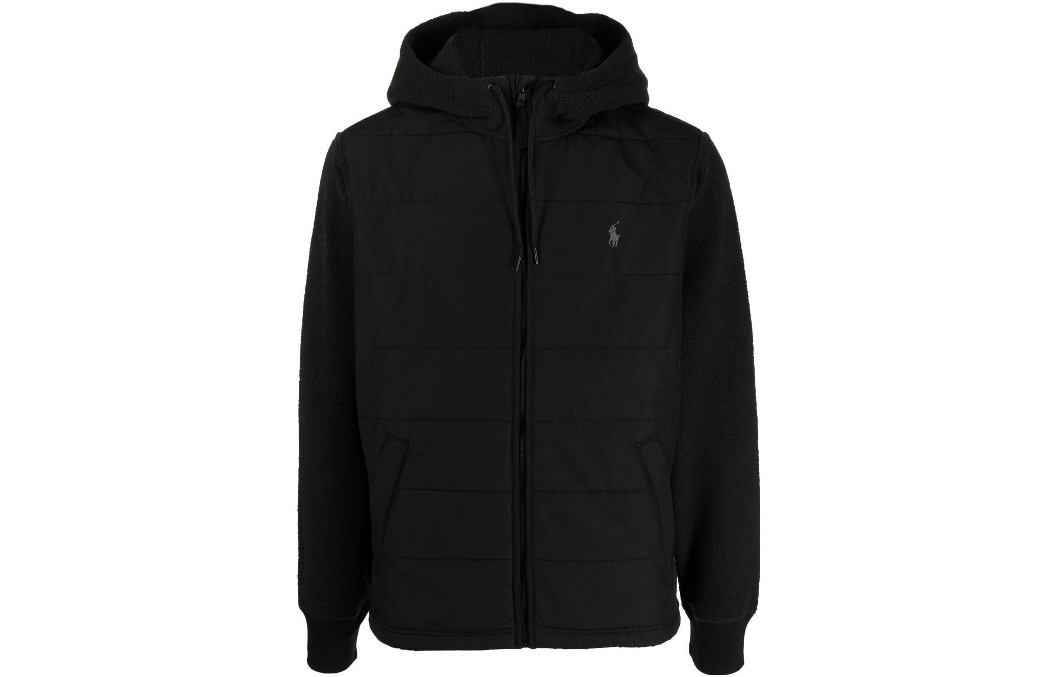 Ralph Lauren SS23 Solid Logo Embroidered Casual Hoodie Jacket Black Men 710880882-001