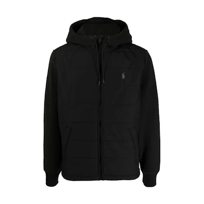 Ralph Lauren SS23 Solid Logo Embroidered Casual Hoodie Jacket Black Men 710880882-001