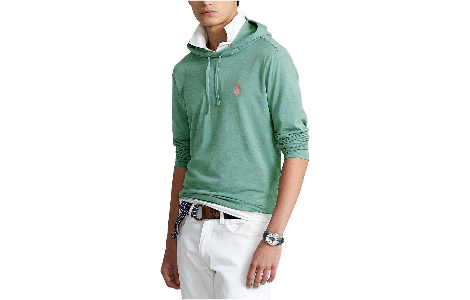 Ralph Lauren SS23 Solid Logo Embroidered Drawstring Hoodie Green 710768063-024