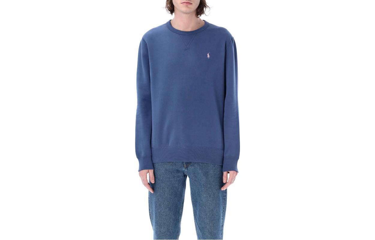Ralph Lauren SS23 Solid Logo Embroidered Pullover Sweatshirt Blue 710766772-047