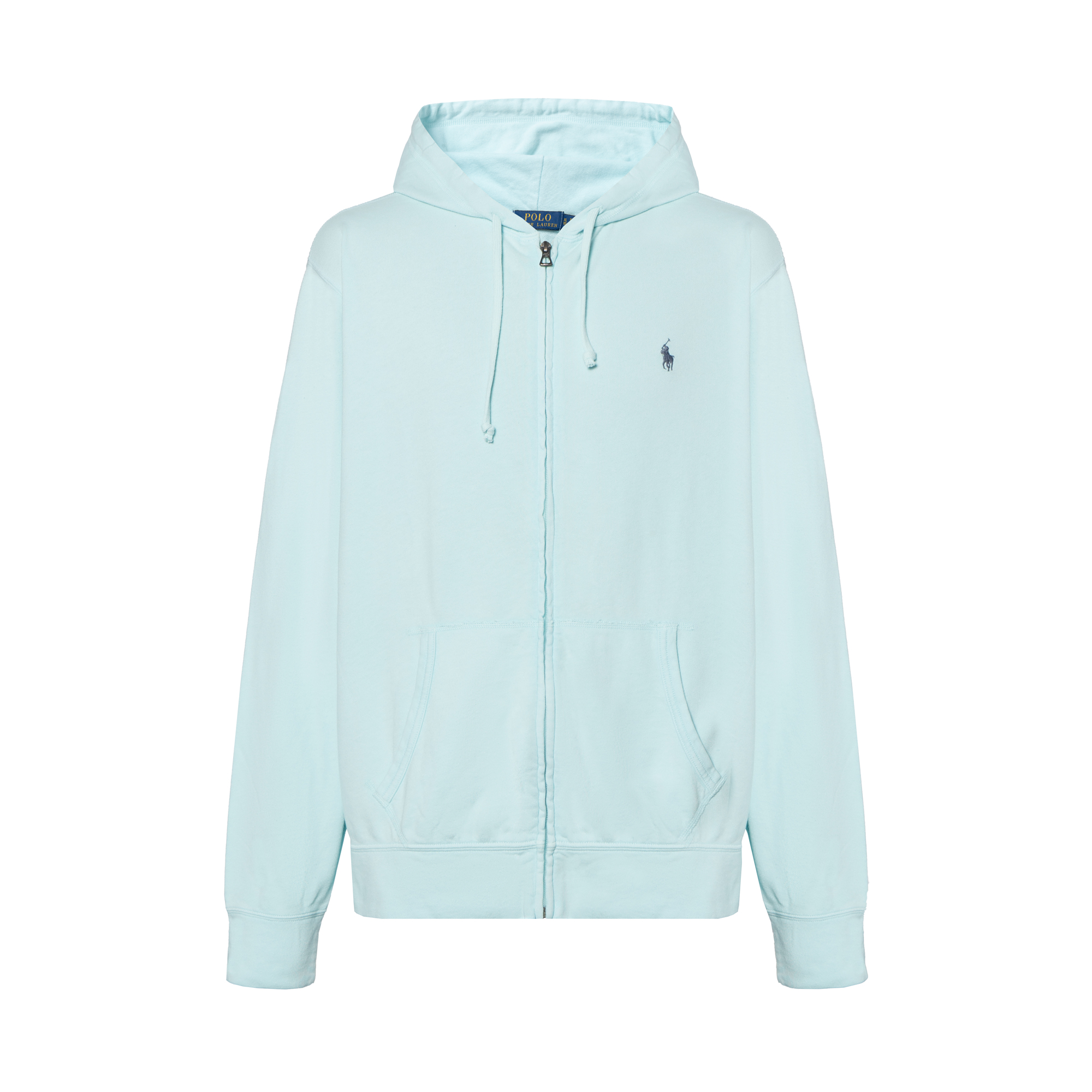 Ralph Lauren SS23 Solid Logo Embroidered Zip Hoodie Men’s Light Blue 710706348-012
