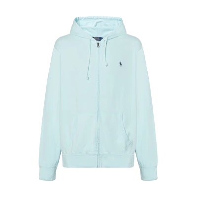 Ralph Lauren SS23 Solid Logo Embroidered Zip Hoodie Men’s Light Blue 710706348-012