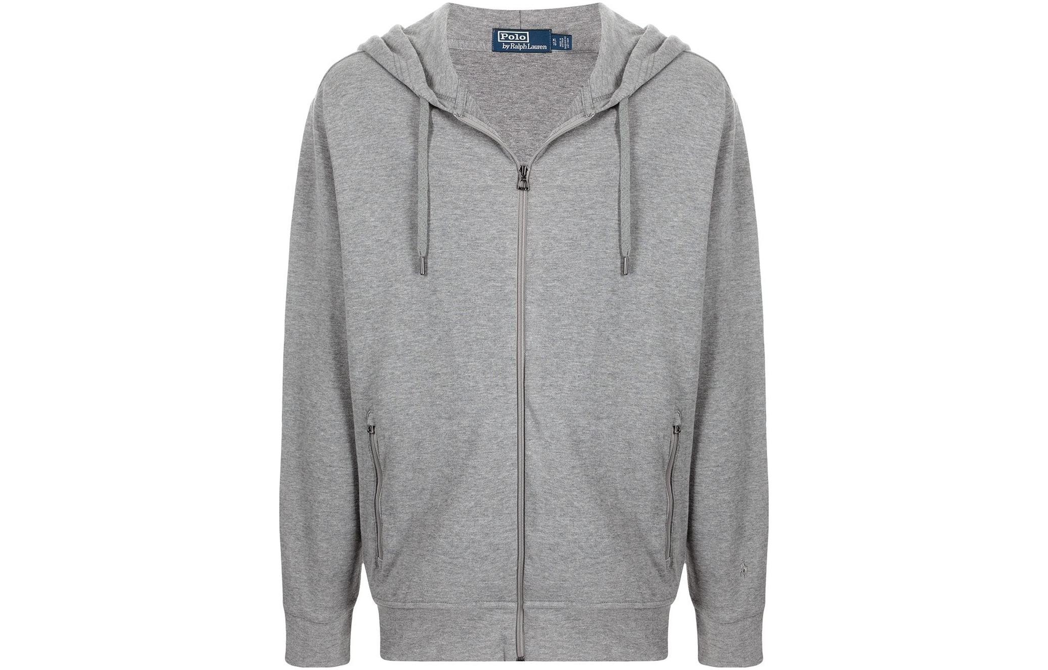 Ralph Lauren SS23 Solid Logo Embroidered Zip Sweatshirt Grey 710766778-042