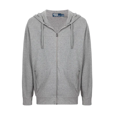 Ralph Lauren SS23 Solid Logo Embroidered Zip Sweatshirt Grey 710766778-042