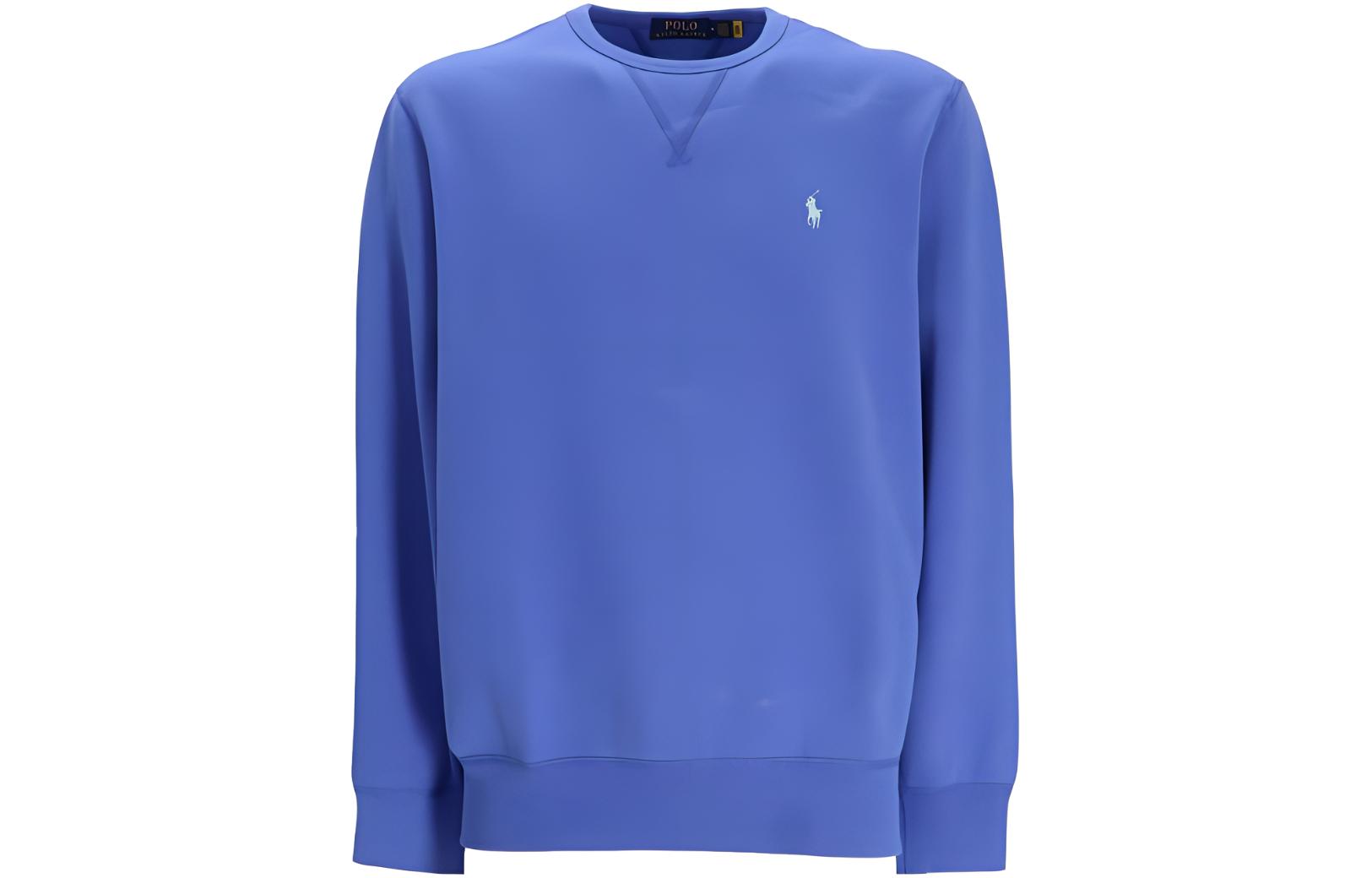 Ralph Lauren SS23 Solid Logo Print Crewneck Sweatshirt Navy Blue 710766772-043