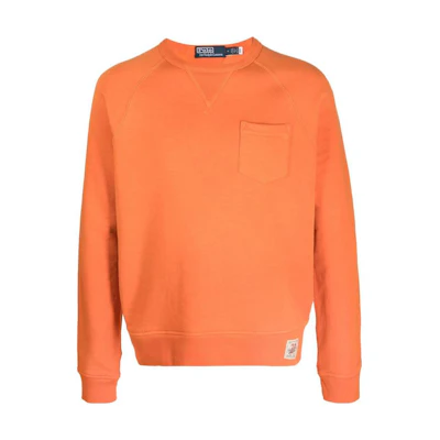 Ralph Lauren SS23 Solid Pocket Crewneck Sweatshirt Orange 710890866-001