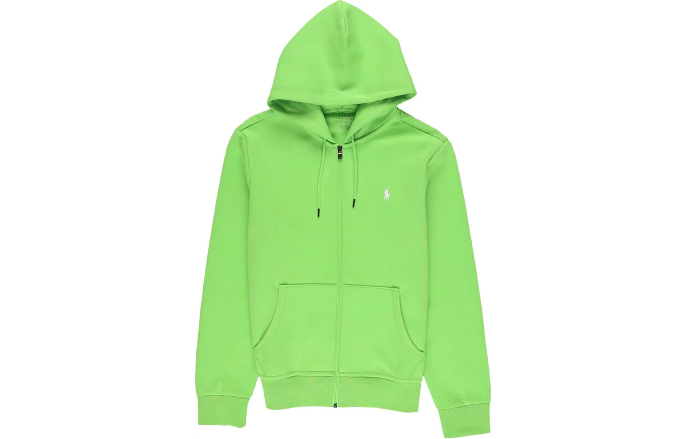 Ralph Lauren SS23 Solid Small Logo Embroidered Hoodie Zip-Up Men’s Bright Green 710881517-010