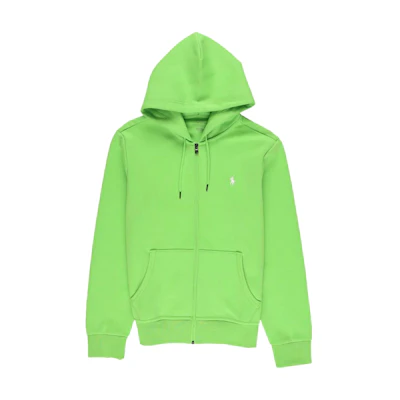 Ralph Lauren SS23 Solid Small Logo Embroidered Hoodie Zip-Up Men’s Bright Green 710881517-010