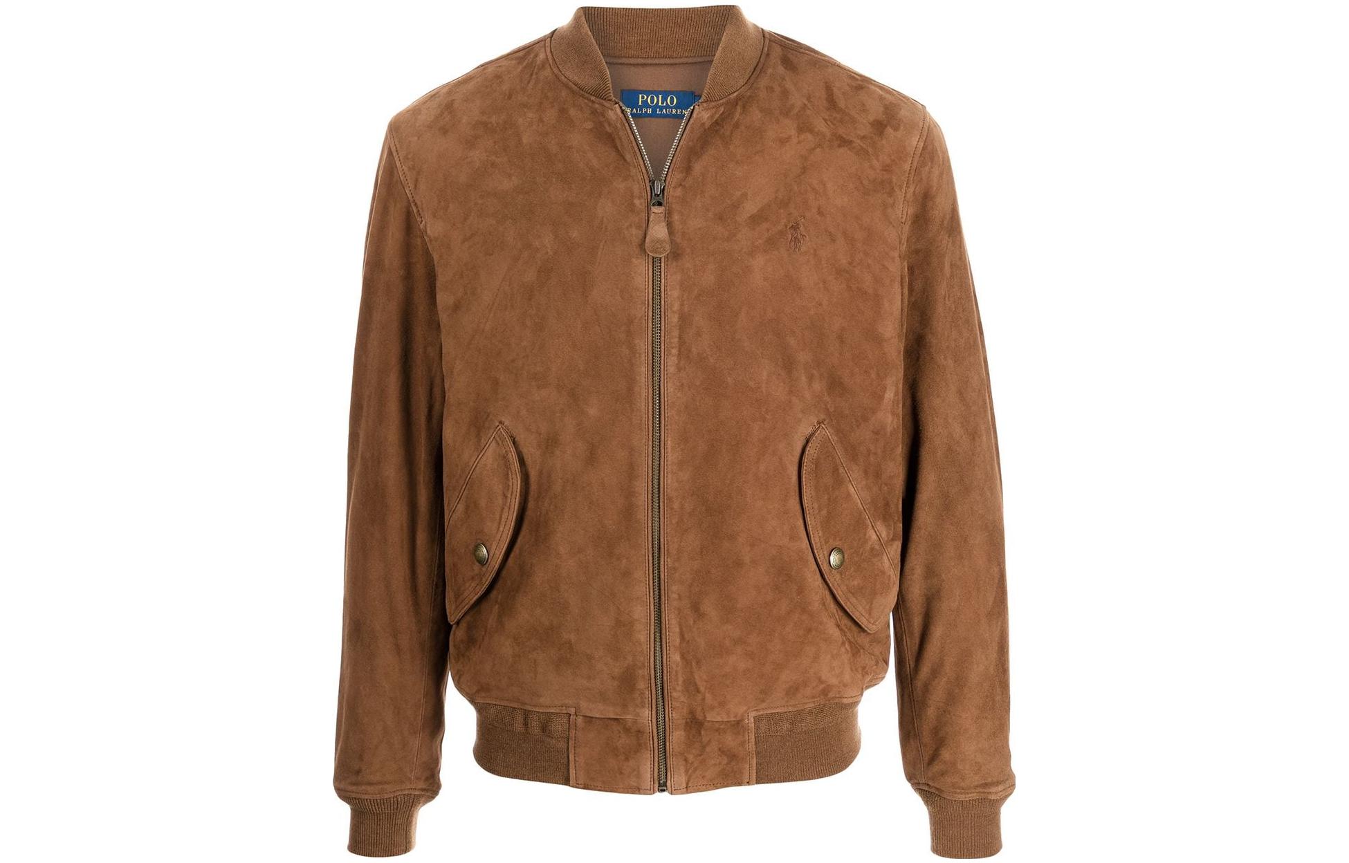 Ralph Lauren SS23 Solid Zip-Up Jacket Brown Long Sleeve 710847089-001