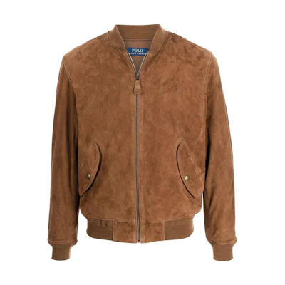 Ralph Lauren SS23 Solid Zip-Up Jacket Brown Long Sleeve 710847089-001