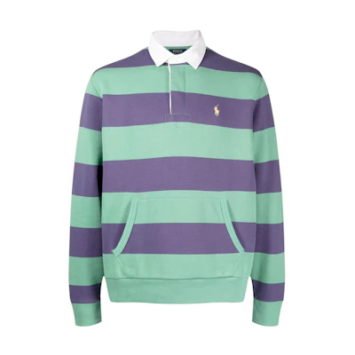 Ralph Lauren SS23 Striped Color-block Rugby Sweatshirt Green 710877029-003