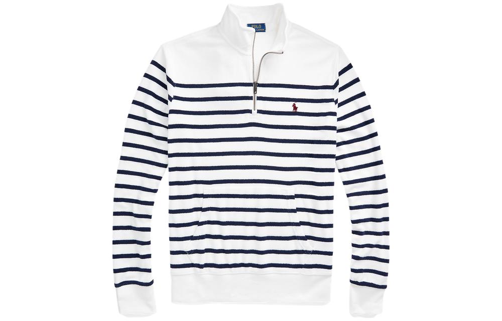 Ralph Lauren SS23 Striped Logo Embroidered Half-Zip Pullover Sweatshirt Men MNPOKNI16822733-100
