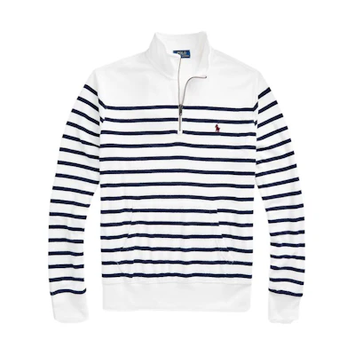 Ralph Lauren SS23 Striped Logo Embroidered Half-Zip Pullover Sweatshirt Men MNPOKNI16822733-100