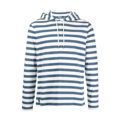Ralph Lauren SS23 Striped Logo Embroidered Hoodie Blue 710901039-001