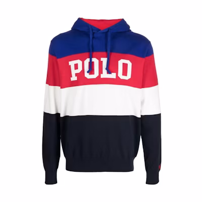 Ralph Lauren SS23 Striped Logo Printed Colorblock Hoodie Men 710890557-001