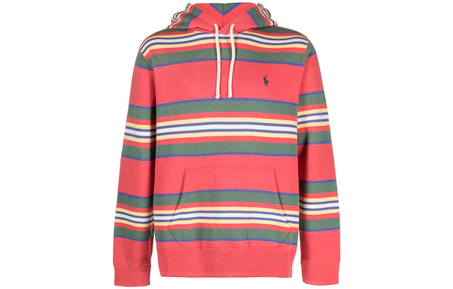 Ralph Lauren SS23 Striped Print Red Pullover Hoodie for Men 710909686-001
