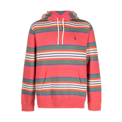Ralph Lauren SS23 Striped Print Red Pullover Hoodie for Men 710909686-001