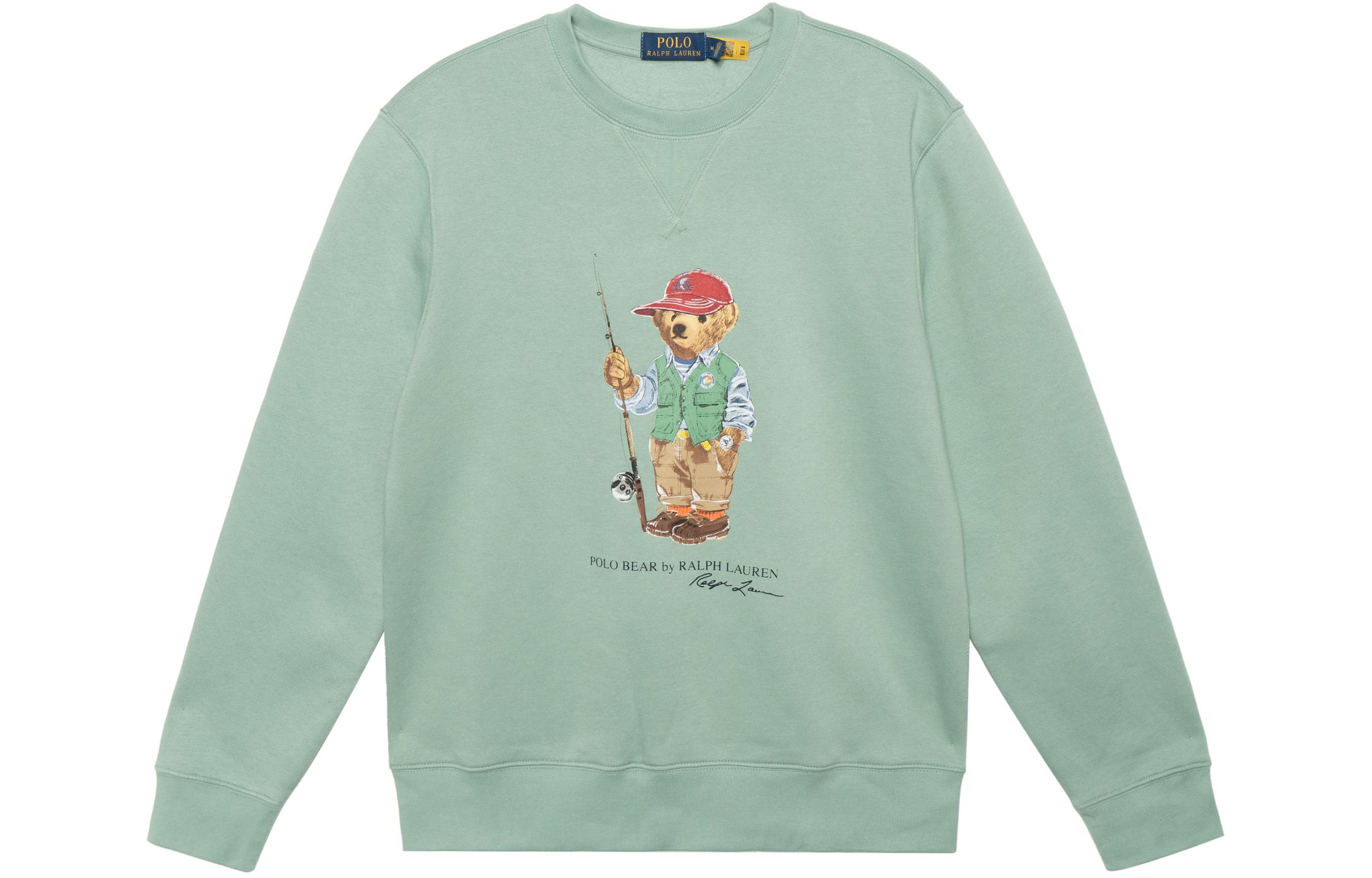 Ralph Lauren SS23 Teddy Bear Logo Crewneck Sweatshirt Mint Green 710853308-023