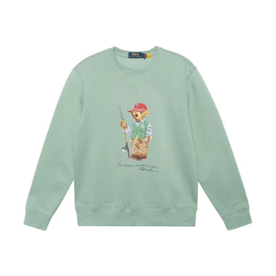 Ralph Lauren SS23 Teddy Bear Logo Crewneck Sweatshirt Mint Green 710853308-023