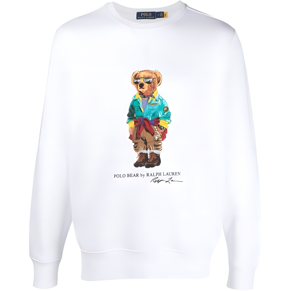 Ralph Lauren SS23 Teddy Bear Logo Print Sweatshirt White 710853308-019