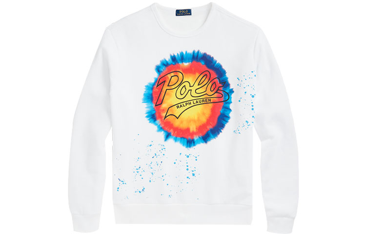 Ralph Lauren SS23 Tie-Dye Logo Crewneck Long Sleeve Sweatshirt White MNPOKNI16822724-100 圖 2