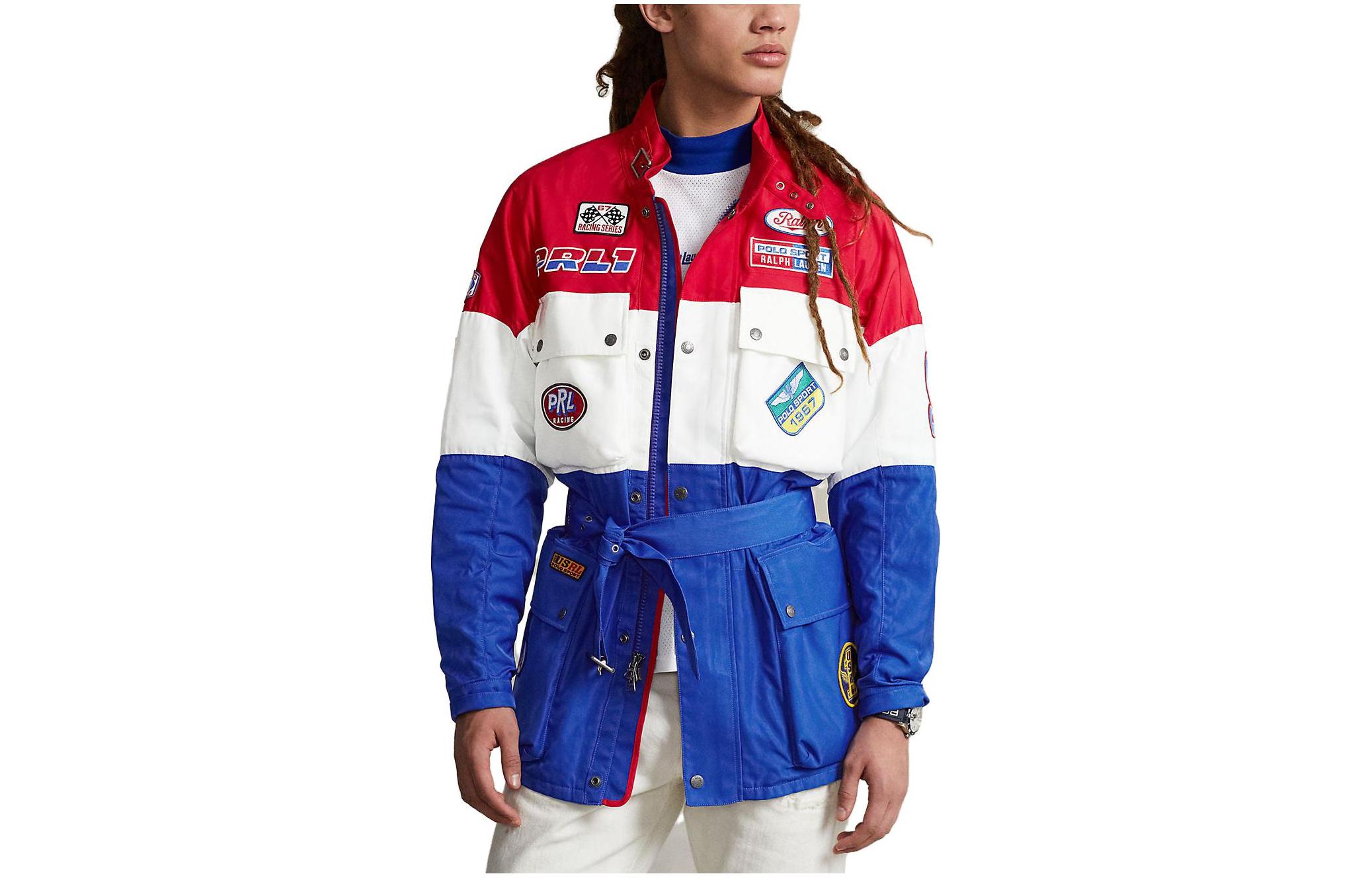 Ralph Lauren SS23 Unisex High-Neck Colorblock Logo Print Jacket Blue MAPHOOS03420607-400