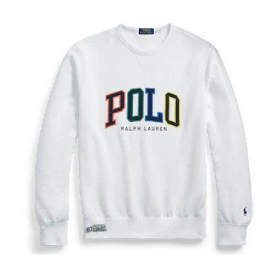 Ralph Lauren SS23 White Crewneck Sweatshirt with Embroidered Logo MNPOKNI16822700-100