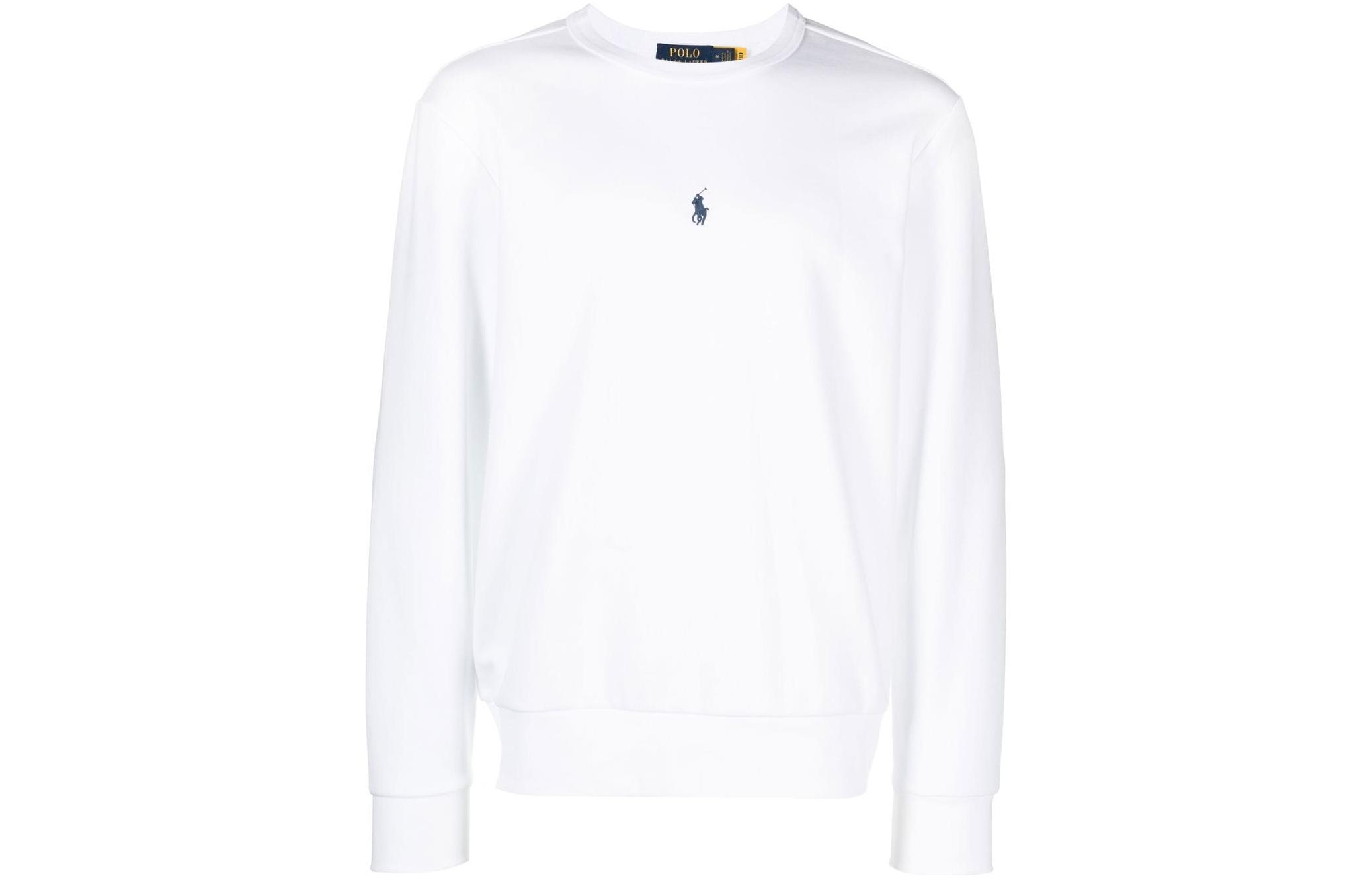 Ralph Lauren SS23 White Embroidered Logo Oversized Casual Sweatshirt for Men 710881507-009