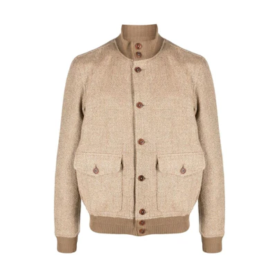 Ralph Lauren SS23 Zigzag High-Neck Aviator Jacket Brown 710901345-001